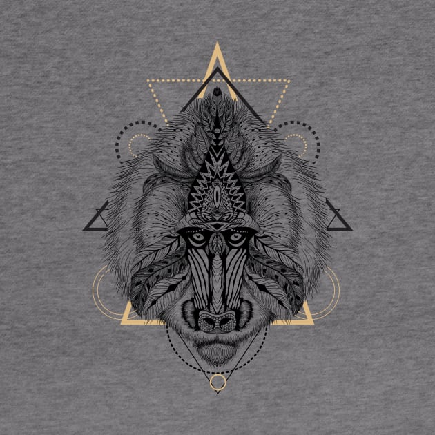 Baboon in aztec style by fears